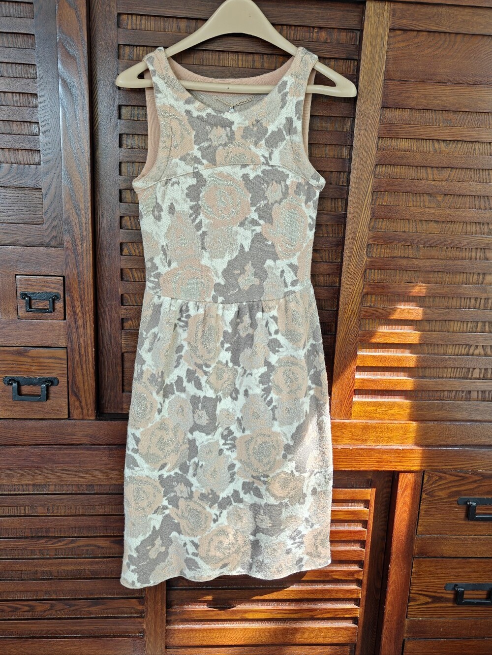 Knitted & Knotted (Anthropologie) Floral Wool-Blend Knit Tank Dress — Size XS